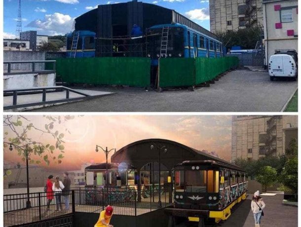 В Киеве из двух старых вагонов метро начали строить хостел