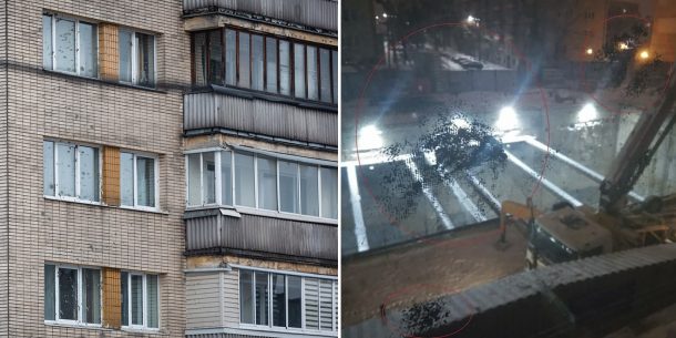 «Проснулся от громкого хлопка». Строители, возводящие «Юбилейную площадь», «расстреляли» окна ближайшего дома бетоном